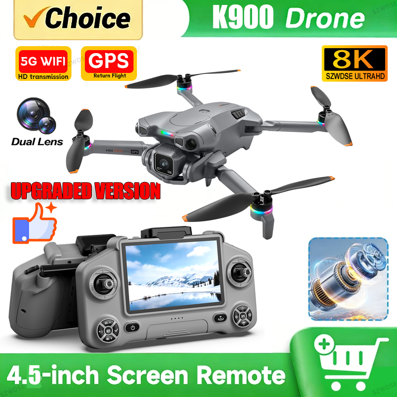 Drone Kit With Camera - 新型K900 MAX GPSドローン、4KプロフェッショナルHDカメラ搭載、5G FPV、ブラシレスモーター、オプションの障害物回避システム、エアドロップ機能付き