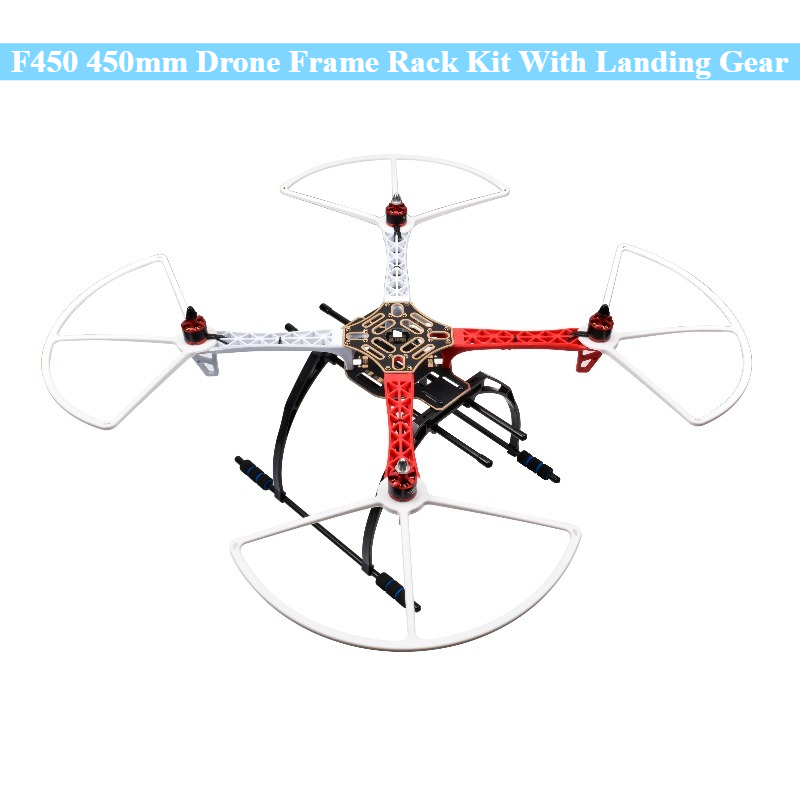 Drone Kit Build Yourself - F450 450mm ドローンフレームラックキット、ランディングギア/プロペラ保護ガード付き、RC MWC クアッドコプター/マルチコプター拡張DIY用
